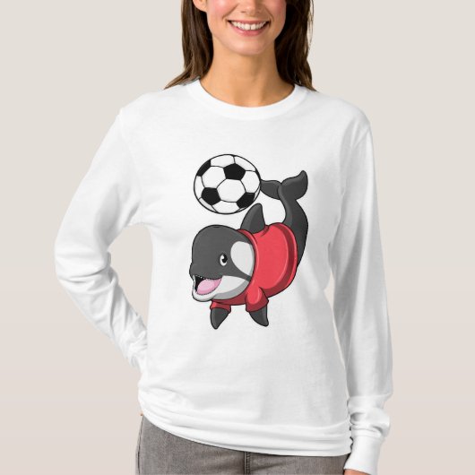 Killerwhale als voetbalspeler met Voetbal T-shirt (Voorkant)