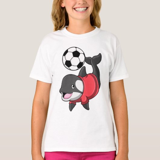 Killerwhale als voetbalspeler met Voetbal T-shirt (Voorkant)