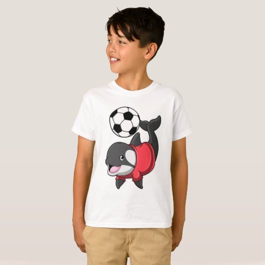 Killerwhale als voetbalspeler met Voetbal T-shirt (Voorkant volledig)