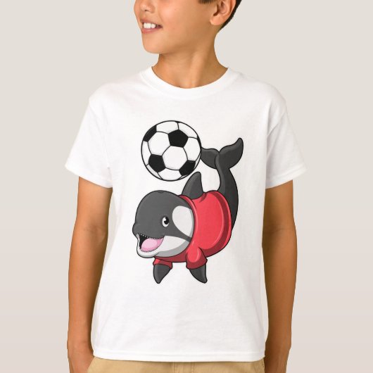 Killerwhale als voetbalspeler met Voetbal T-shirt (Voorkant)