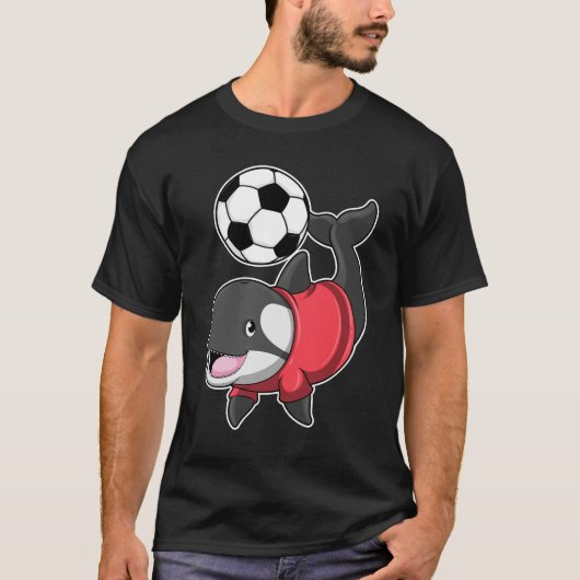 Killerwhale als voetbalspeler met Voetbal T-shirt (Voorkant)