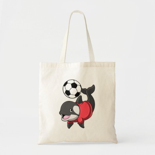 Killerwhale als voetbalspeler met Voetbal Tote Bag (Voorkant)