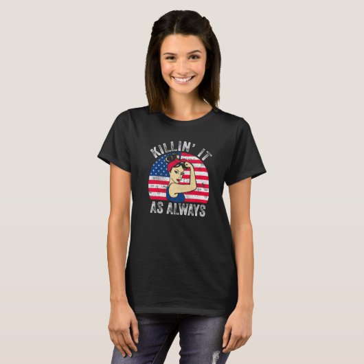Killin' it as Altijd USA Flag Mannen Women Killin  T-shirt (Voorkant volledig)