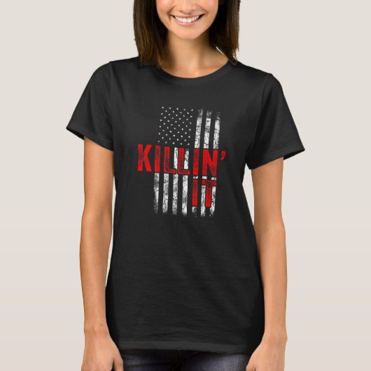 Killin' It USA Flag Slogan Mannen Women Top Killin (Voorkant)