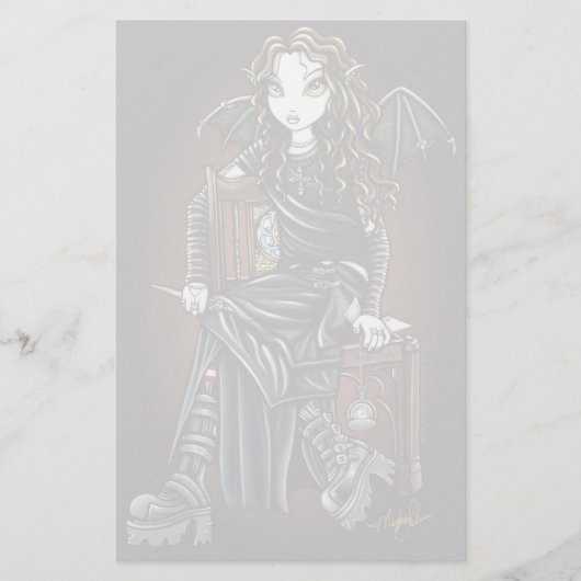 "Killing Time" Gothic School Girl Fairy Stationery Briefpapier (Voorkant)