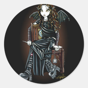 "Killing Time" Gotische School Meisje Fairy Sticke Ronde Sticker