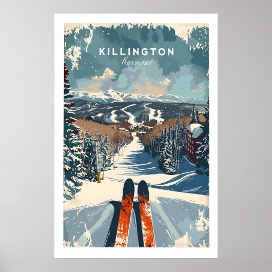 Killington Muur Kunstprint - Ski Poster Vermont 1 (Voorkant)