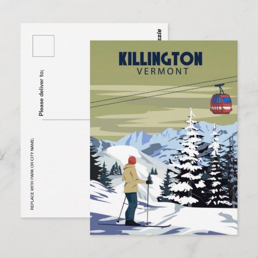 Killington Ski Area Winter Vermont  Briefkaart (Voorkant / Achterkant)