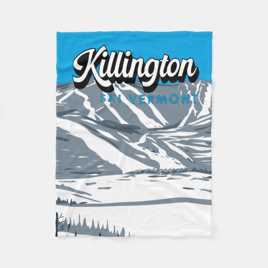 Killington Ski Area Winter Vermont Fleece Deken (Voorkant)