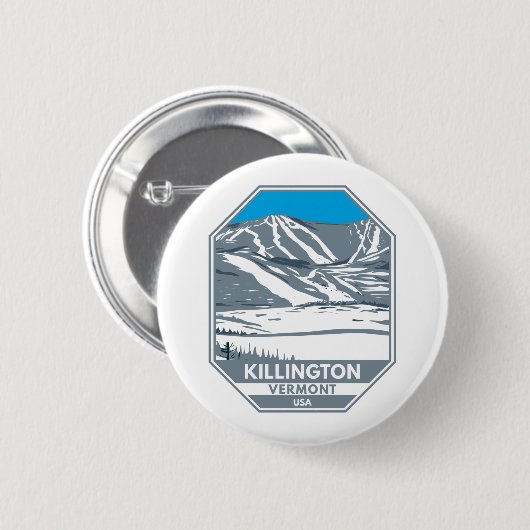Killington Ski Area Winter Vermont Ronde Button 5,7 Cm (Voorkant /achterkant)