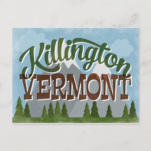 Killington Vermont Fun Retro Snowy Mountains Briefkaart (Voorkant)