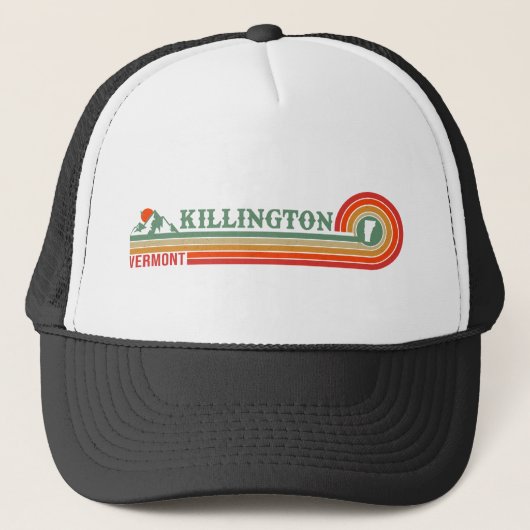 Killington Vermont Retro Sunset Ski Souvenirs 60s Trucker Pet (Voorkant)
