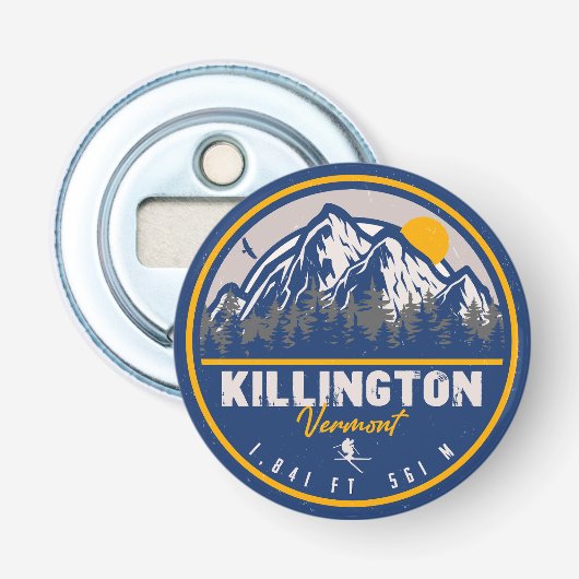 Killington Vermont Retro Sunset Ski Souvenirs 80s Button Flesopener (Voorkant)