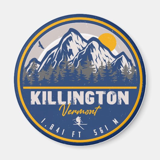 Killington Vermont Retro Sunset Ski Souvenirs Magneet (Voorkant)