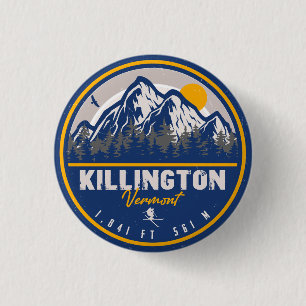 Killington Vermont Retro Sunset Ski Souvenirs Ronde Button 3,2 Cm