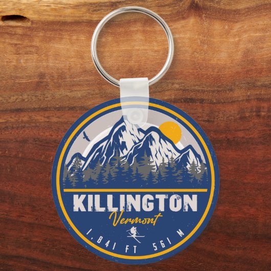 Killington Vermont Retro Sunset Ski Souvenirs Sleutelhanger (Achterkant)
