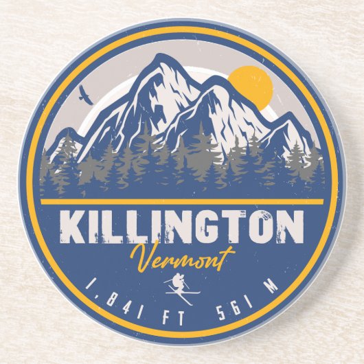 Killington Vermont Retro Sunset Ski Souvenirs Zandsteen Onderzetter (Voorkant)