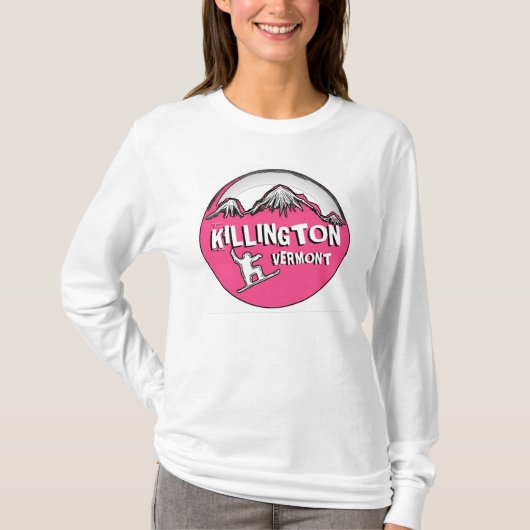 Killington Vermont-roze dames-snowboardhooi T-shirt (Voorkant)