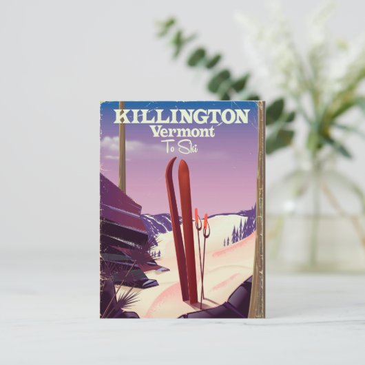 Killington, Vermont Ski reisprint. Briefkaart (Staand voorkant)