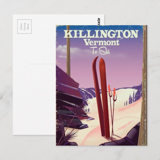 Killington, Vermont Ski reisprint. Briefkaart (Voorkant / Achterkant)