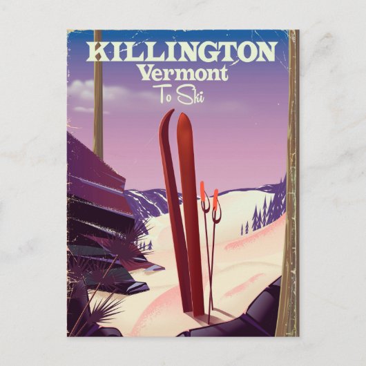 Killington, Vermont Ski reisprint. Briefkaart (Voorkant)
