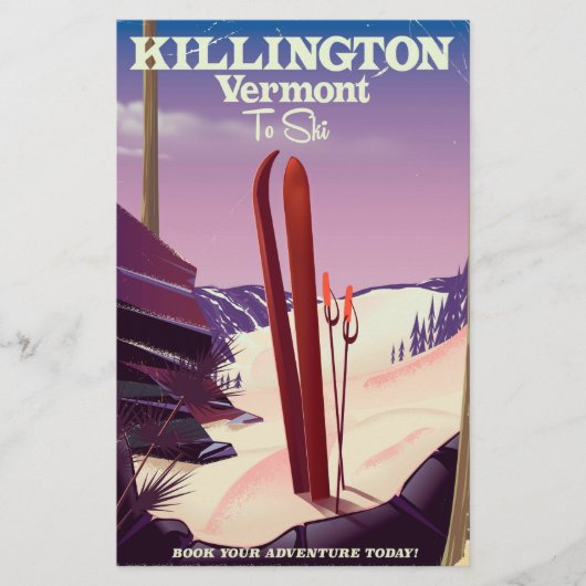 Killington, Vermont Ski reisprint. Briefpapier (Voorkant)