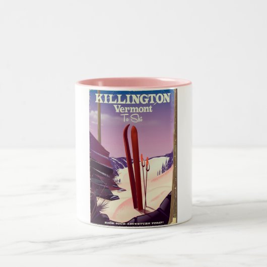 Killington, Vermont Ski reisprint. Tweekleurige Koffiemok (Center)