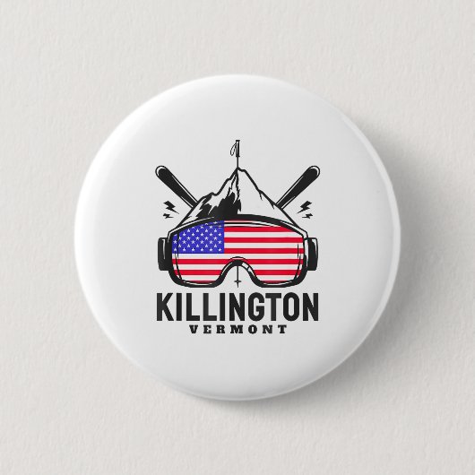 Killington vermont ski retro skien ronde button 5,7 cm (Voorkant)