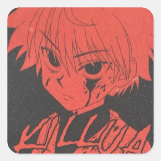 killua vierkante sticker (Voorkant)