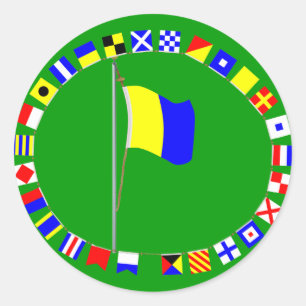Kilo Nautical Signal Flag "I wish to communication Ronde Sticker