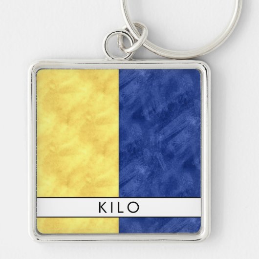 Kilo Nautical Signal Flag + Your Name Sleutelhanger (Voorkant)