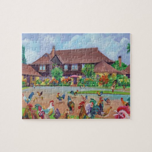 Kilohana Kauai met Haan en Kippen Legpuzzel (Horizontaal)