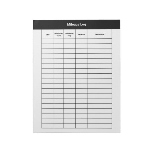 Kilometerregistratie Zakelijk Formulier Wit Notitieblok (Linkerzijde)