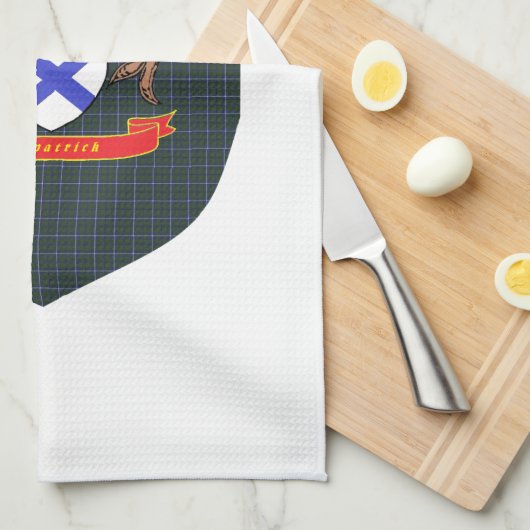 Kilpatrick Crest over Douglas Tartan Shield Theedoek (Quarter Fold)