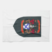 Kilpatrick Crest over Douglas Tartan Shield Theedoek (Horizontaal)