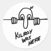 Kilroy was hier ronde sticker (Voorkant)