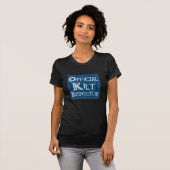 Kilt Inspector - Keltisch blauw op zwart T-shirt (Voorkant volledig)