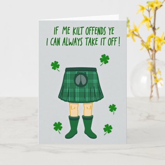 Kilt Offends Ye Take It Off Card Kaart (Gele Bloem)