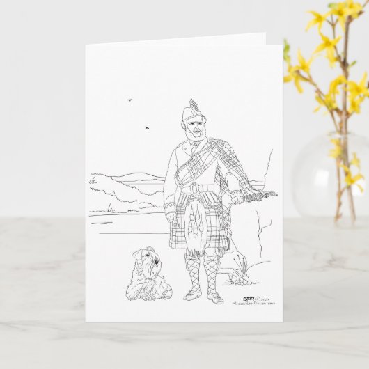 Kilted Highlander Scotland Kaart (Gele Bloem)