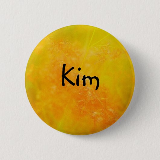 Kim Aangepaste Pretty Oranje NAAM BADGE / Knop Ronde Button 5,7 Cm (Voorkant)