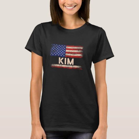 Kim Achternaam Shirt Kim Naam Amerikaanse vlag (Voorkant)