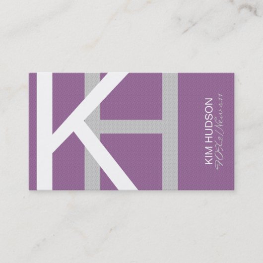 Kim H Trendy Textured Monogramm Visitekaartje (Voorkant)