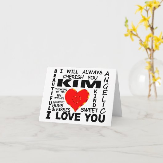 Kim, ik hou van je kaart (Gele Bloem)