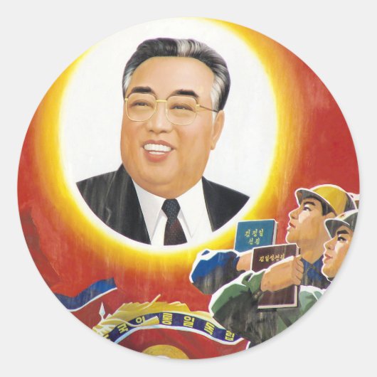 Kim Il Sung Ronde Sticker (Voorkant)