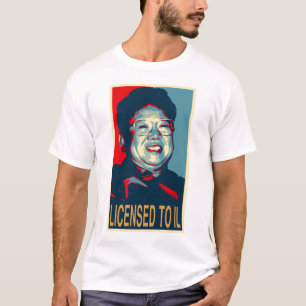 Kim Jong-il met een vergunning aan Il T-shirt