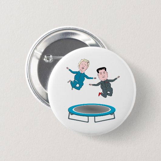 Kim Jong Un en President Trump Trampolone Ronde Button 5,7 Cm (Voorkant /achterkant)