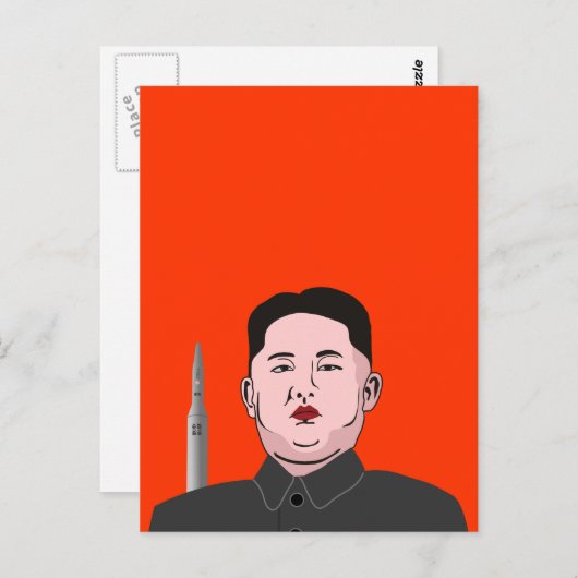 Kim Jong-un & kernraket Briefkaart (Voorkant / Achterkant)