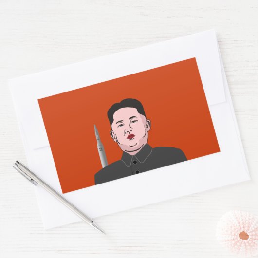 Kim Jong-un & kernraket Rechthoekige Sticker (Envelop)
