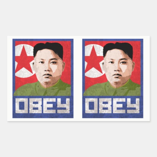 Kim Jong Un Propaganda - OBEY - Rechthoekige Sticker (Voorkant)