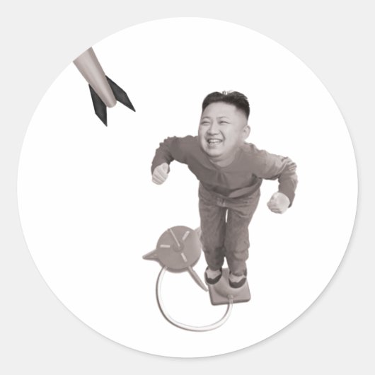 Kim Jong Un - Raket Man Ronde Sticker (Voorkant)